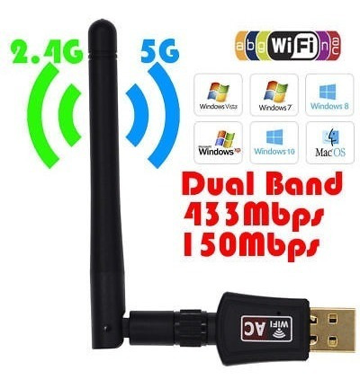 Wifi Adaptador Antena 802.11ac 600 Mbps Banda Dual 2.4/5 Ghz