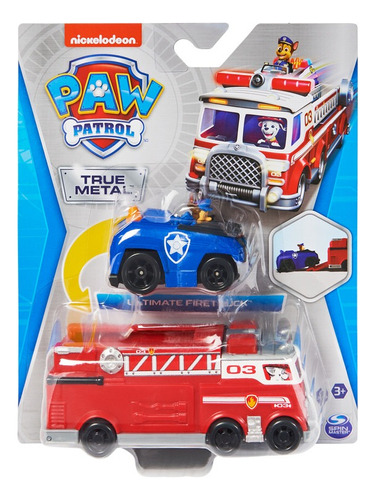 Paw patrol carrito true metal y camión de bomberos 3+