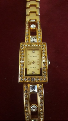 Hermoso Reloj Dorado De Pedreria Brillante Cote D' Azur 
