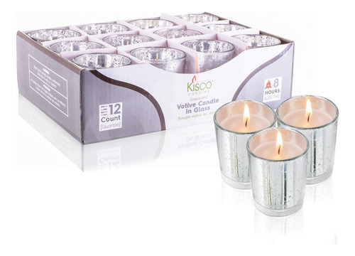 Kisco Candles Velas Votivas Con Soportes, Paquete De 12 Unid