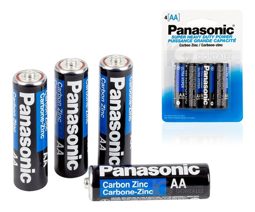 Baterías Aa Panasonic Paquete 4 Piezas Pilas Original Carbón