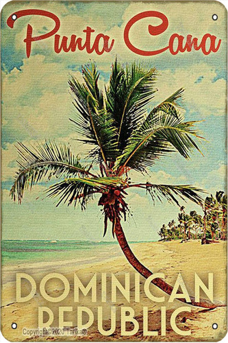 Punta Cana República Dominicana Retro Look Tin 8x12 Pu...