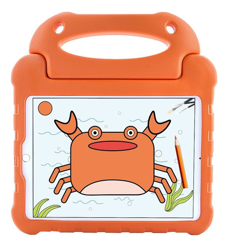 Funda y correa antiimpacto para niños para iPad Mini 10.2, color naranja