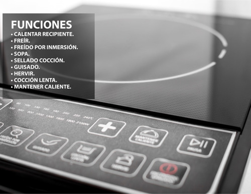 Imagen 4 de 6 de Anafe Eléctrico Inducción 2100w Panel Tactil 8funcion+ Olla