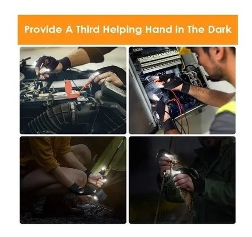 Imagen 7 de 8 de Guantes Con Luces Led, Bicicleta Moto Trabajo