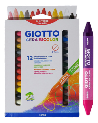 Crayones De Cera Giotto Maxi Bicolor X 12 = 24 Colores