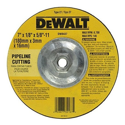 Dewalt Dw8437 7inch Por 18inch Por 58inch11 Pipeline Cutting