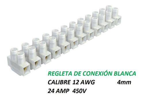 Regletas De Conexión Para Cable Calibre 12 Awg Blanca