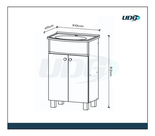 Imagen 2 de 4 de Vanitory Laqueado Mdf 50cm Patas Antihumedad + Bach