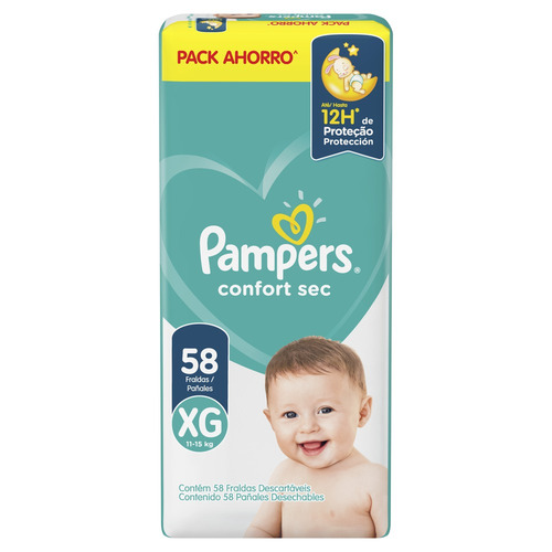 Pañales Pampers Confort Sec Max XG 58 unidades