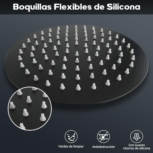 Regadera De Baño Alta Presión Cabezal De Ducha 20cm Ajustabl