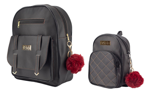 Mochilinha Feminina Estilosa Mini Mochila Pequena Boa Cor Preto Desenho Do Tecido Liso