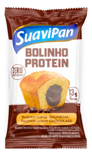 Bolinho Prontein Baunilha Recheio Chocolate Suavipan 55g