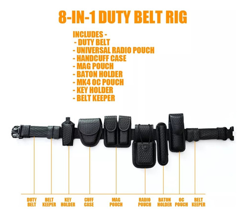 Fornitura Tactica 8 En 1 Completa Policial Guardia Seguridad