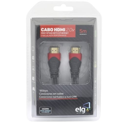 Cabo Hdmi 5 Metros 2.0 4k Ultrahd 4k 3d 19 Pinos Hs2050 ELG