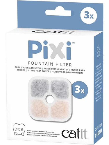 Filtro Triple Acción Fuente Catit Pixi Pack 3 Uds Gato