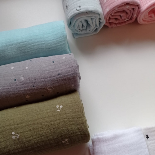 Imagen 4 de 7 de Mantita Manta Rebozo Sábana Muselina Bebé Lisas Y Estampadas