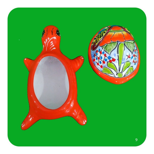Imagen 2 de 2 de Alhajero Tortuga De Cerámica Tipo Talavera 20x12x10 Cm M9