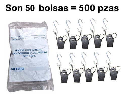 Paquete Con 500 Tensores De Cable De Fibra Optica 50 Bolsas