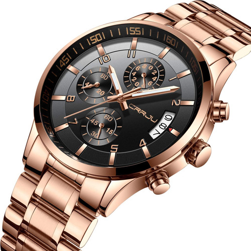Crrju Relojes Para Hombre Moda Casual Cronógrafo Fecha Reloj