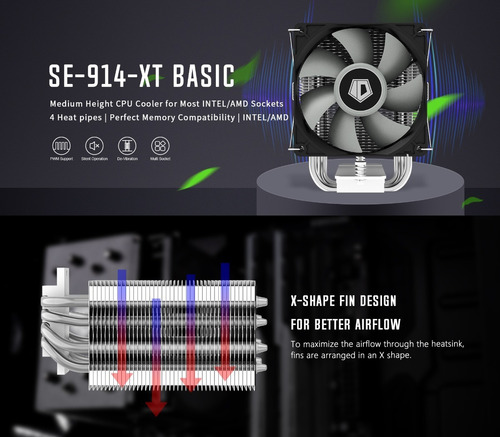 Imagen 9 de 10 de Cooler Cpu Id-cooling Se-914-xt Intel Amd 150w Tdp Compacto!