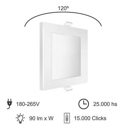 Panel Led Embutir 12w Cuadrado Macroled 220v Luz Cálida Color Blanco