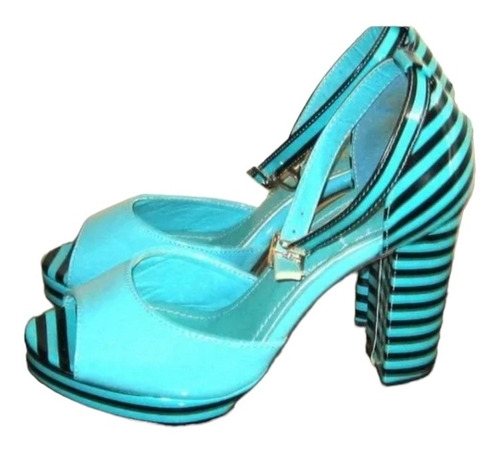 Zapato Fashion, Charol Esmeralda Con Negro, Talla 37