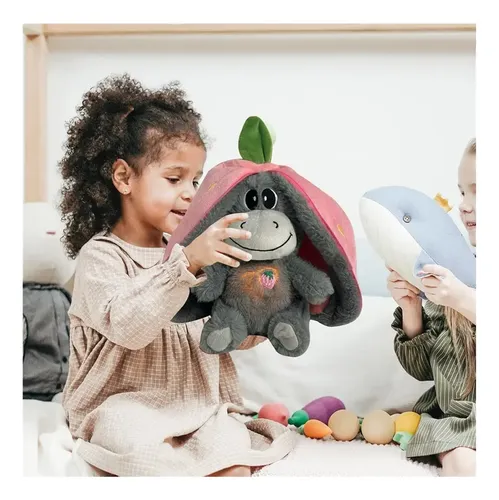 Peluche De Fresa Con Movimiento De Respiración Y Música – Almohada De Fruta Realista Con Luces Suaves Para Dormir – Juguete De 30 Cm Con Cremallera Y Sonidos Relajantes