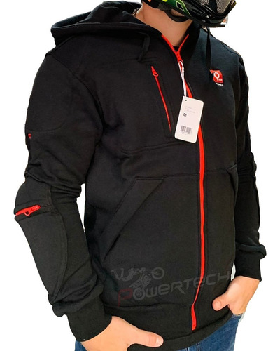 Campera Buzo Hoodie Con Protecciones Qobu Enduro Moto Cuo