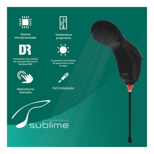 Chuveiro elétrico de parede Zagonel Sublime preto 7500W 220V
