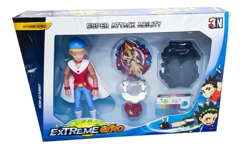 Beyblade Lançador Extreme Gyro Amarelo Divertido Com Adesivo