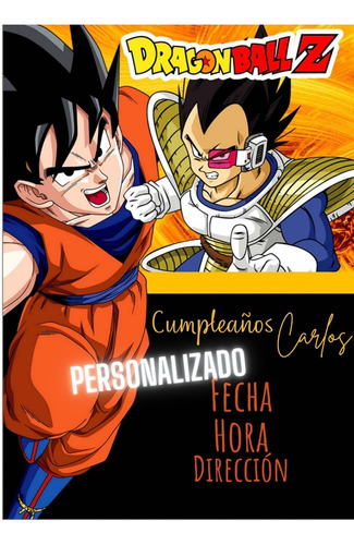 Invitación Tarjeta Dragon Ball Z Digital Cumpleaños Fiesta