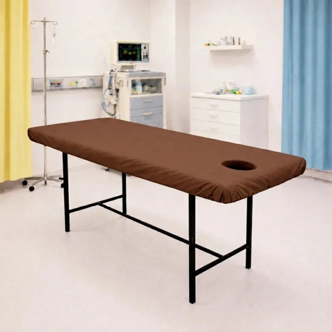 Cubre Camillas Con Orificio Facial Ajustable Lavable 2x80 Color Chocolate