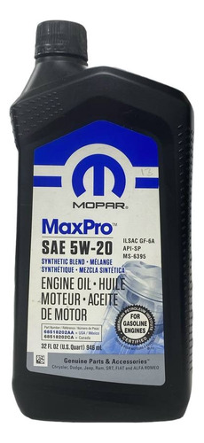 Aceite Semisintetico 5w20 Qt Mopar Maxpro