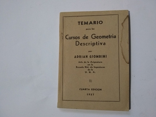 Libro Curso De Geometría Descriptiva Adrian Giombini 1957