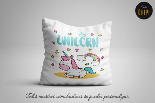 Almohadon Unicorio Infantil Personalizado