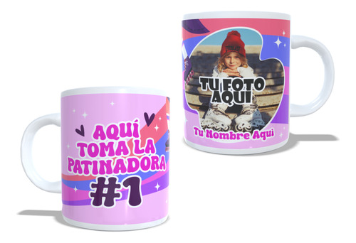 Taza Mug Para Niña Patinadora Personalizado Con Nombre Foto