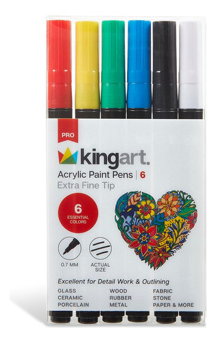 Kingart 454-6 Pro Colores Primarios 6 Unidades. Rotuladores