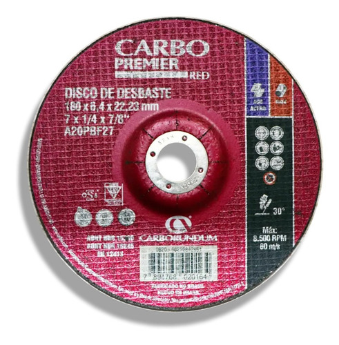 Disco Abrasivo Premier 7 X1/4 X7/8  A20pbf27 Desbaste Metal