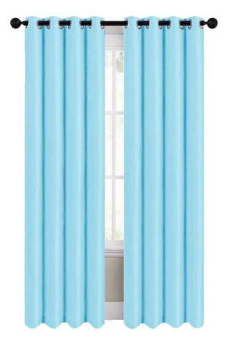 Cortina Blackout 274cm Ancho X 160cm Largo En 2 Paneles Color Azul claro