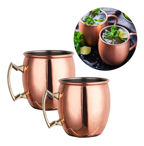 Set De 2 Mug Vasos Cobre Tragos Moscow Mule Mojito Liso