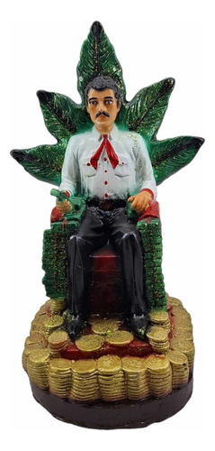 Jesus Malverde En Trono De Riqueza 28 Cm En Resina Fina 