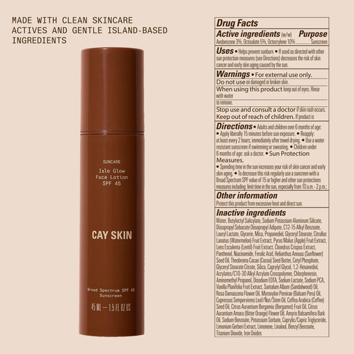 Crema Hidratante Cay Skin Isle Glow Spf 45, 45 Ml, Con Musgo
