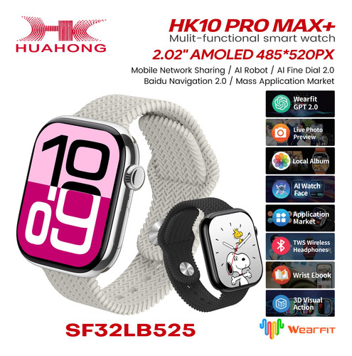 Smartwatch Hk10 Promax + Plus Pantalla Amoled Robot Ai Album Y Musica Local 2gb Tws Compatible Con Android Y iPhone Reloj Inteligente