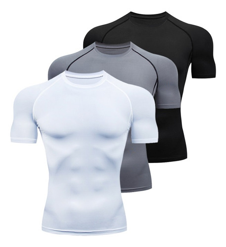 3 Pcs Ropa Deportiva De Hombre De Manga Corta Y Talla Grande