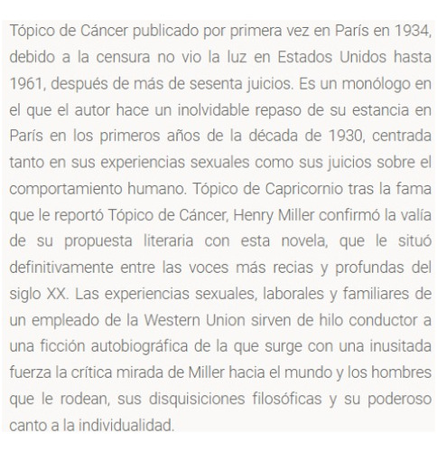 Trópico De Cáncer, Capricornio - Henry Miller / Azteca +sorp (Usado)