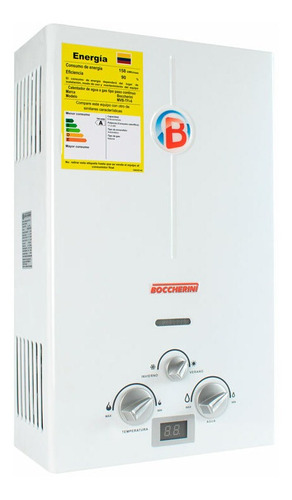 Calentador de agua a gas GN Boccherini MVB-TFI-6 blanco 120V