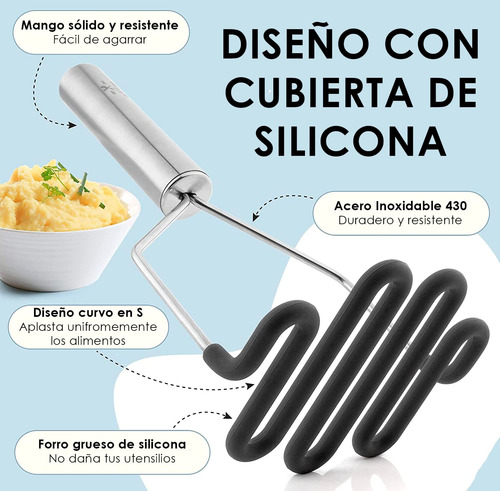 Machacador De Papas Acero Inoxidable Con Revestimiento Negro