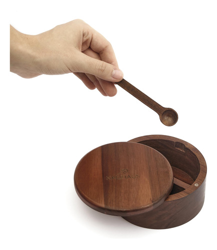 Caja De Madera De Acacia Para Sal Y Pimienta Modelo Doble Co
