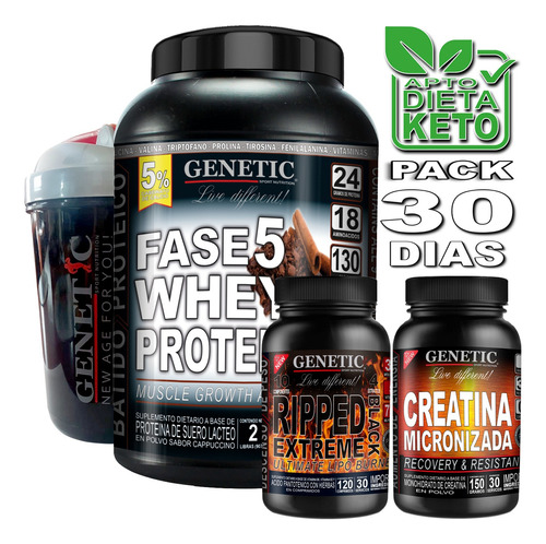 Masa Muscular Proteína Fase 5 Creatina Ripped Shaker Genetic